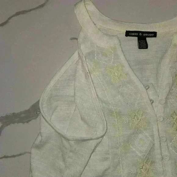 Cable & Gauge Womens Loose Fit Boho Embroidered Tank Top Size XL White - Picture 6 of 10